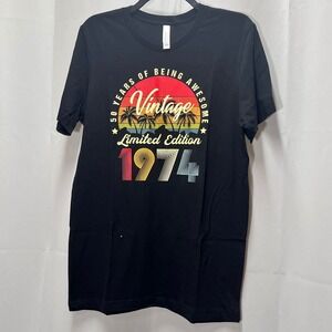 Vintage 1974 Birth Year 50 Years Awesome T Shirt Womens‎ Medium Birthday